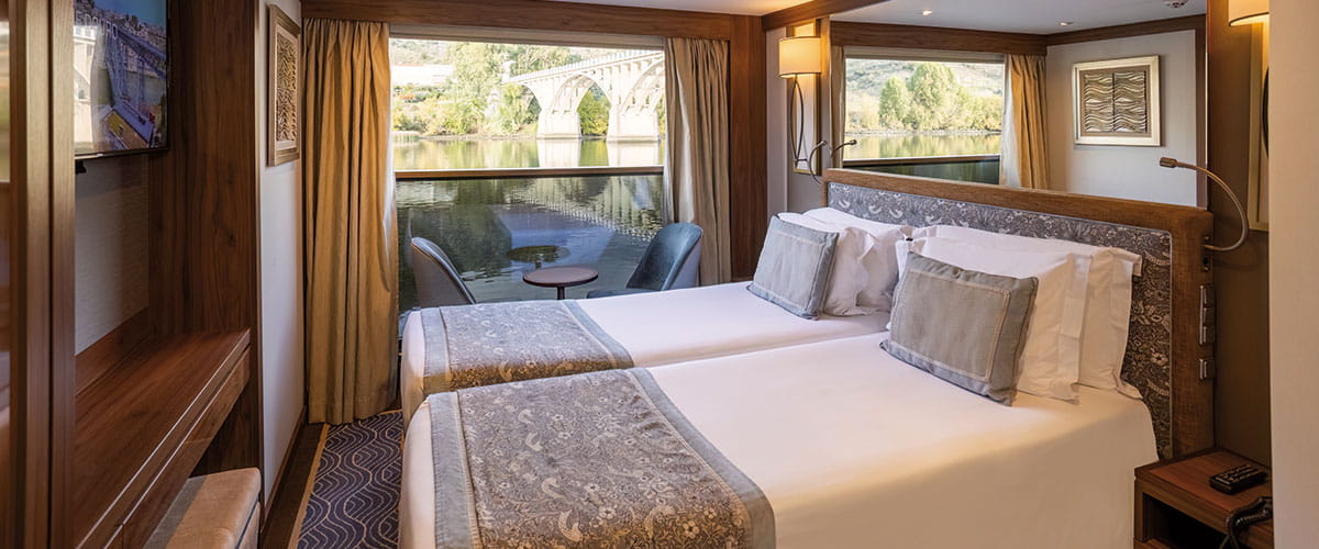 A Twin French Balcony Cabin on Douro Serenity